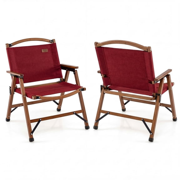 ELLEGNT 2 PCS Portable Folding Bamboo Camp Chair - 900D Oxford, 330LBS Capacity, Lightweight for Travel, Beach, Fishing, Picnic, Patio
