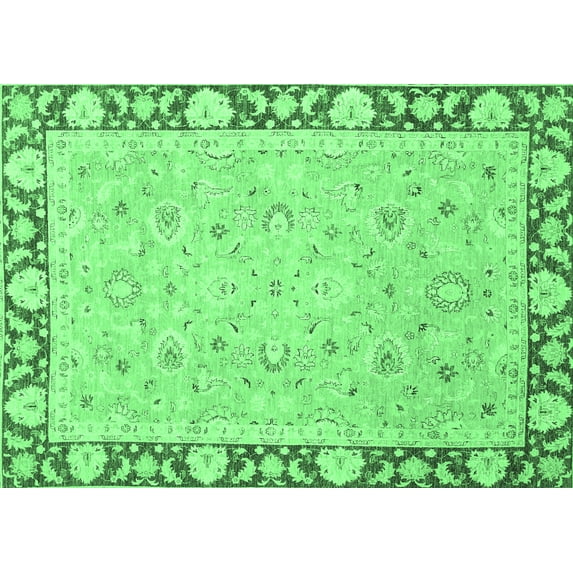Ahgly Company Indoor Rectangle Oriental Emerald Green Traditional Area Rugs, 7' x 10'
