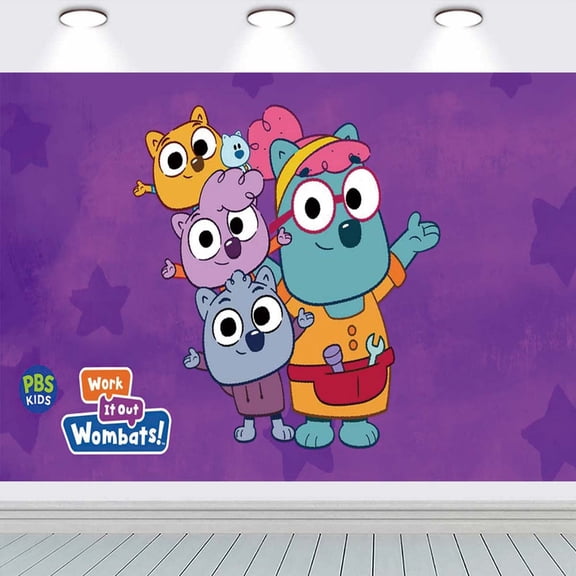 Work It Out Wombats! Backdrop Banner Party Supplies Poster Movie Theme Background for Photography Birthday Decorations