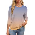 thumbnail image 3 of Plebaso T-Shirts à Manches 3/4 Col Rond pour Femmes Tee-Shirts Décontractés Amples Blouses Dégradées pour S-5TG, 3 of 6