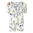 thumbnail image 6 of Daisy Tee Shirts for Womens，Floral Print Dressy Shirts Short Sleeve Tops Scooped Neck Tunic Top Business Casual Blosues Summer Basic Boho Dressy Cute Tops 2025, 6 of 6