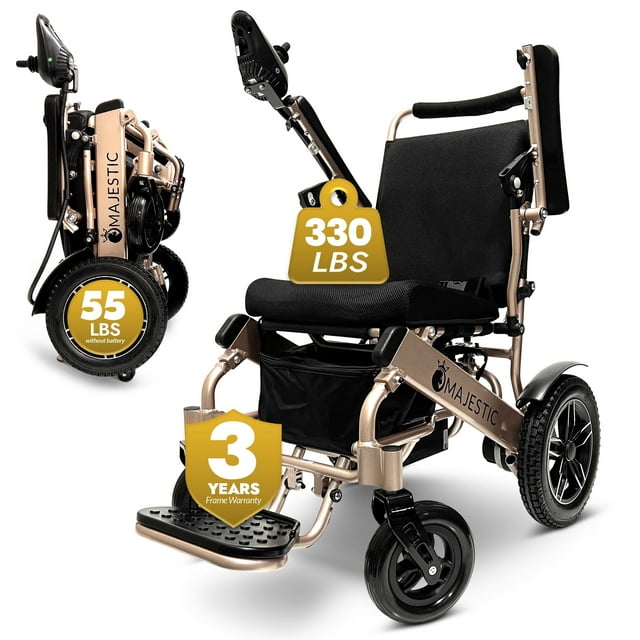 Majestic Fauteuil Roulant Électrique, Fauteuils Roulants Électriques Légers pour Aînés, 49 Lb, Capacité de 330 Lb