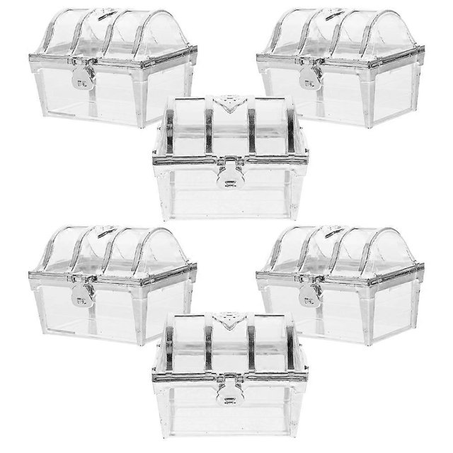 Elegant Silver Plastic Treasure Chest Candy Boxes for Home Use with Moderate Capacity 6pcs