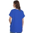 thumbnail image 5 of Women's V Neck T Shirts Casual Rolled Short Sleeve Side Split Summer Tops Loose Fit, 5 of 6