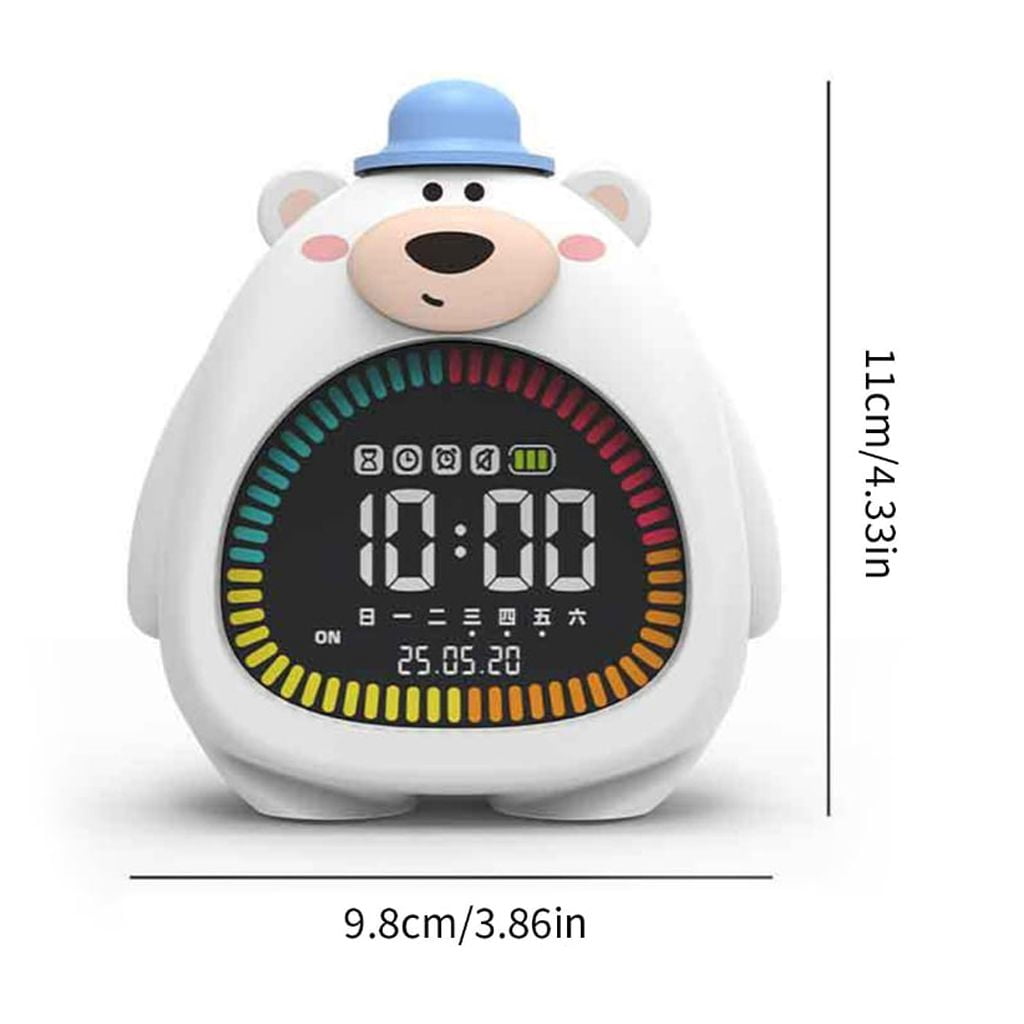 PatungKu Bear Shape Alarm Clock With Nightlight Timer Function Soft Glows Silicones PVC Safe For Children Bedrooms Home Decors