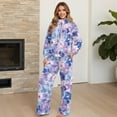 thumbnail image 4 of Uorisanigo Purple Flowers 2 Piece Sets for Women Mock Neck Sweatshirt Wide Leg Sweatpants Matching Sets Plus Size Loungewear Oversized Tracksuit Travel Outfits Fashion Activewear, XS-XL, 4 of 8