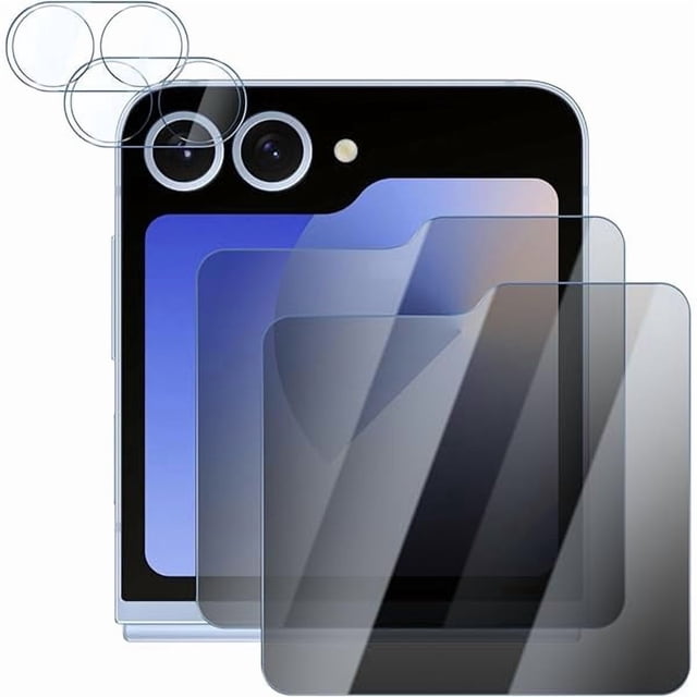 xixishop 2 Pack Privacy Screen Protector for Samsung Galaxy Z Flip 6 6.7 Inch with 2 Pack Camera Lens Protector, Anti Spy Tempered Glass Film Scratch Resistant 9H Hardness Case Friendly