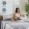 thumbnail image 4 of Bare Home Luxury Poly Satin Sheet Set for Hair and Skin, 15” Deep Pockets, Twin XL, Silver, 4 of 7