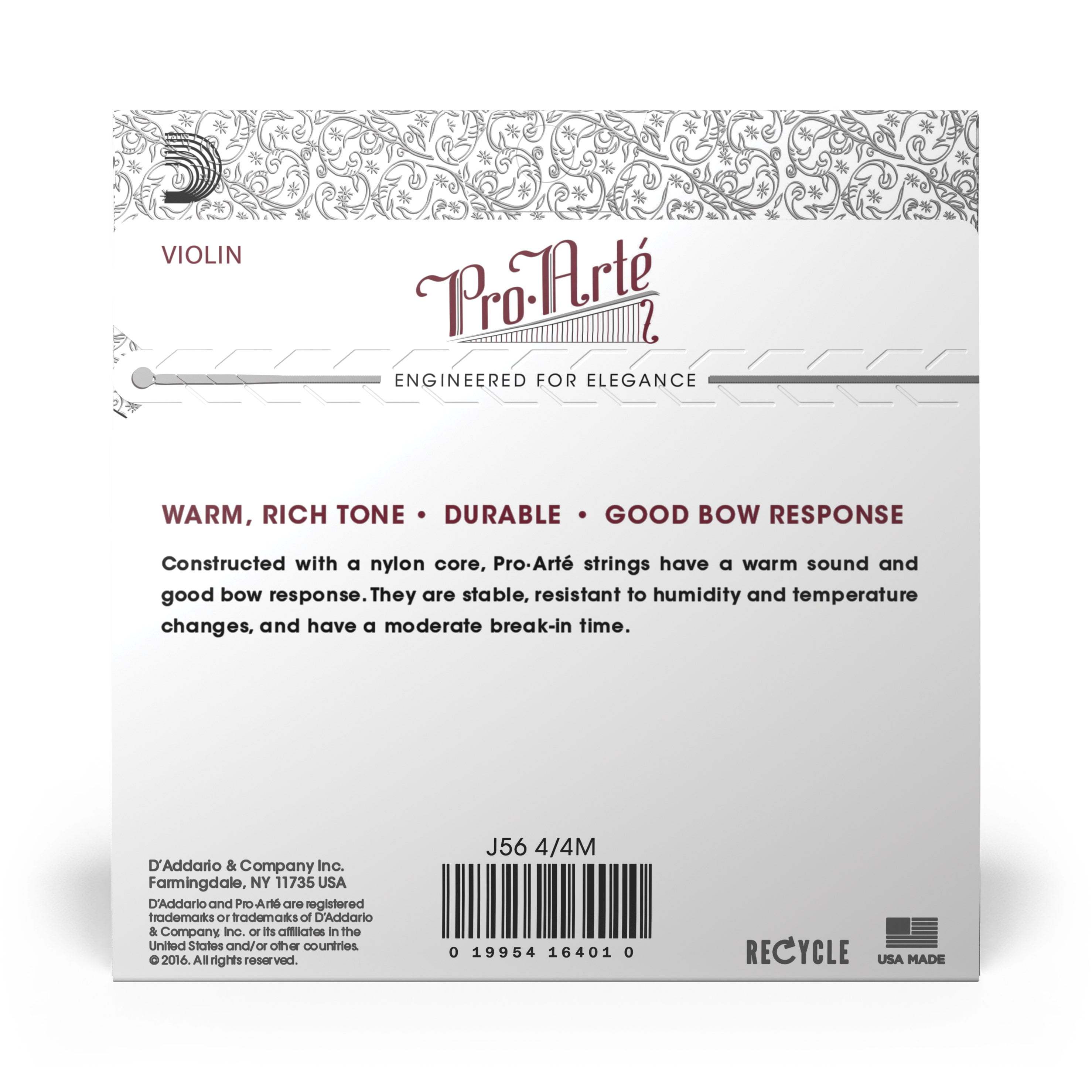 D'Addario Pro-Arte Violin String Set, 4/4 Scale, Medium Tension