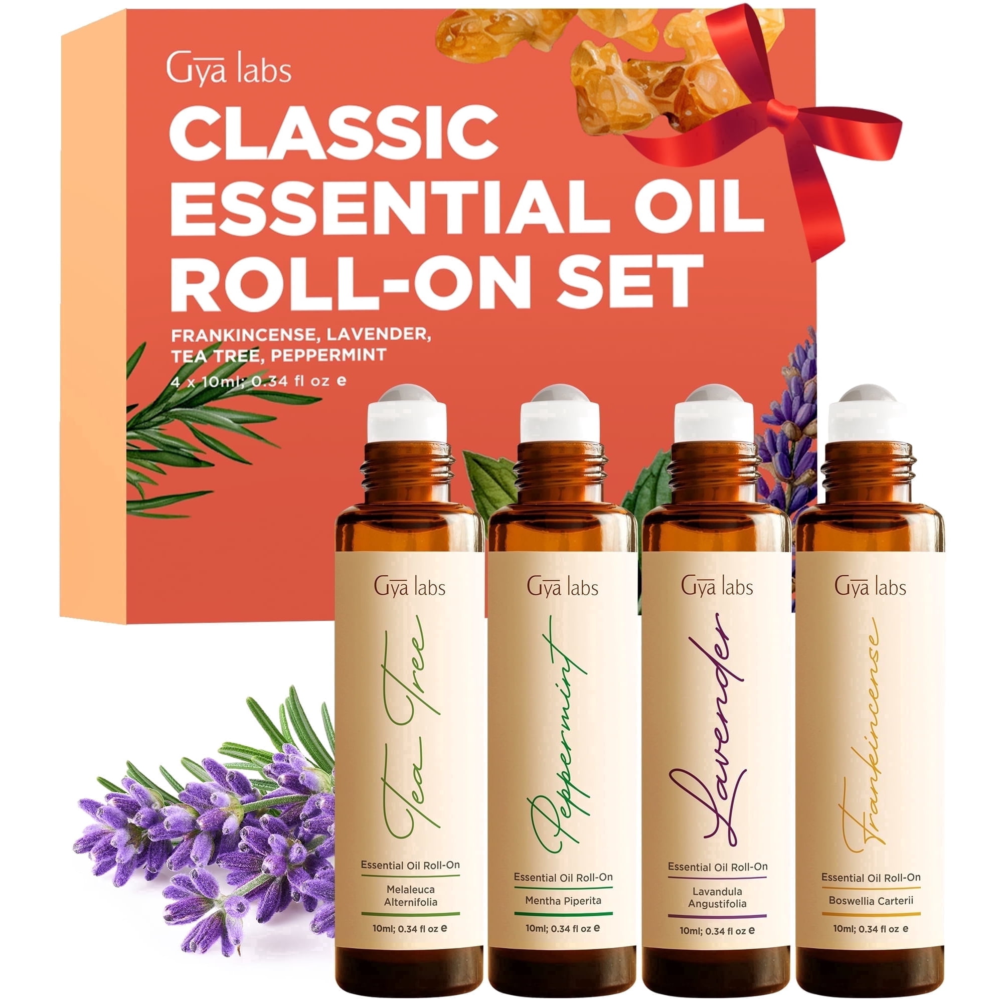 Gya Labs Classic Roll on Essential Oils Set Blends for Calm - 4 x 0.34 fl oz - Essential Oil Set for Relaxation Gifts