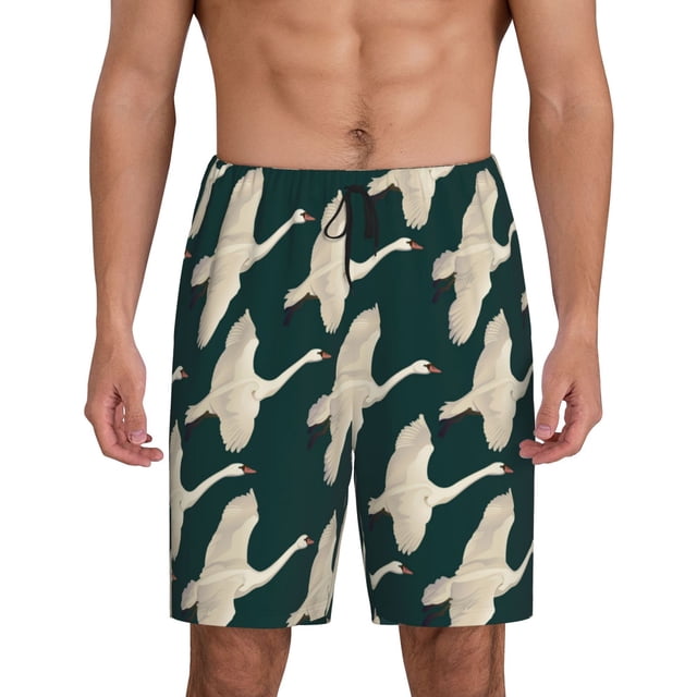 Fotbe Flying Swans Pantalones Cortos de Pijama para Hombre, Ropa de Dormir, Pantalones de Pijama Cortos para Hombre-XX-Large