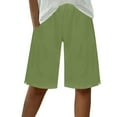 thumbnail image 3 of Htigea Clearance Women's Linen Shorts Casual Bermuda Long Linen Shorts High Waisted Comfy Summer with Pockets Green,2XL, 3 of 7
