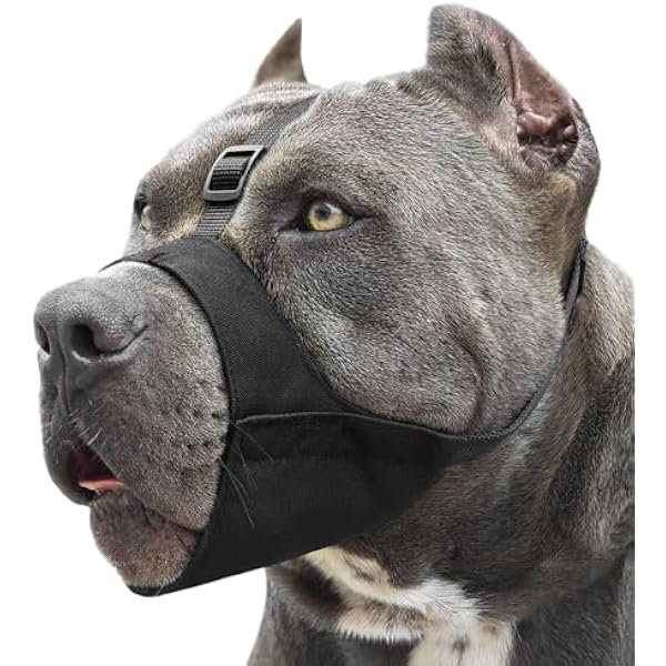 wonima02 Pitbull Muzzle, Soft Dog Muzzle with Anti-Slip Strap for American Bully Bulldog Boxers Rottweilers, Fabric Mouth Guard for Medium Large Short Snout Dog Anti Biting Chewing, Allow to Drink