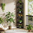 thumbnail image 5 of Tribesigns 6 Tier Tall Corner Bookcase, Industrial Wood Stand Shelf  for Living Room, Black, 5 of 7