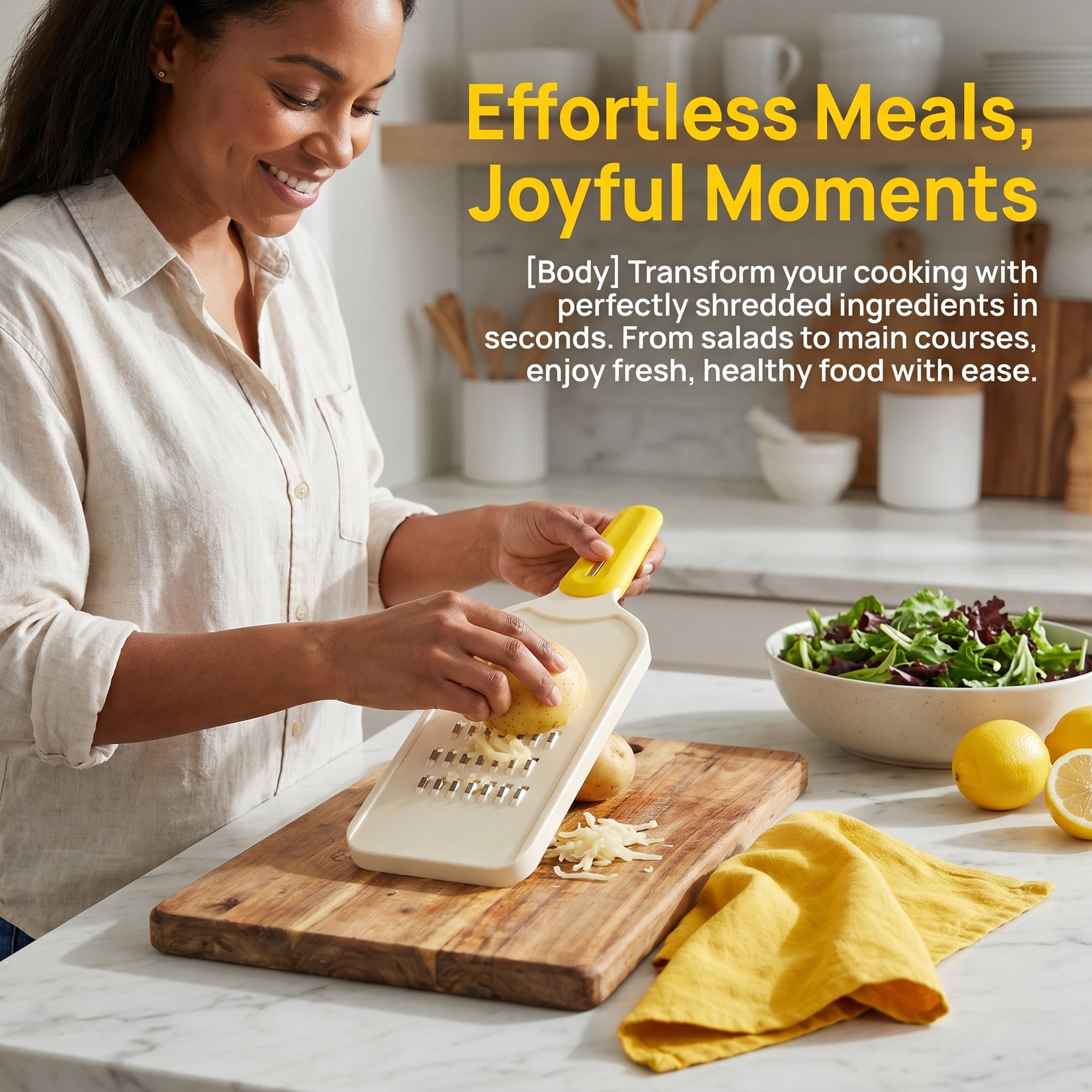 Unique Bargains Plastic Mandoline Slicer with Non-Slip Base for Safety Yellow C 11.2"x3.9"