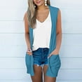 thumbnail image 2 of Summer Tops For Women Sevevn Women's Fashion Casual Sleeveless Solid Pocket Ladies Long Tops Blouse Cardigan, 2 of 5