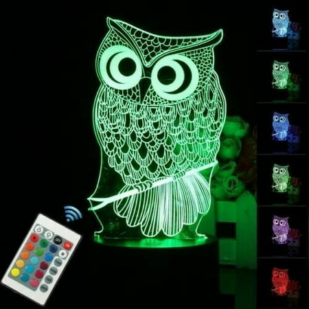 JT OWL 3D Night Light Multi 7 Color Changing Illusion Lamp for Children Kids Girls Boys and a perfect Home Décor Gift