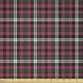 thumbnail image 2 of Ambesonne Checkered Fabric by the Yard Microfiber, Geometric Old Tartan, 5 Yards, White Black Pink, 2 of 2