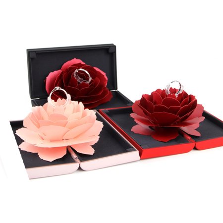 ZeAofaUnique Pop Up Rose Wedding Engagement Rings Box Surprise Jewelry Storage