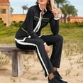 thumbnail image 3 of HAPIMO Women's Two Piece Outfits Fashion Tracksuit Sets Solid Zip Up Jacket Long Sleeve High Neck Top with Elastic Waist Straight Leg Pant Black M, 3 of 9