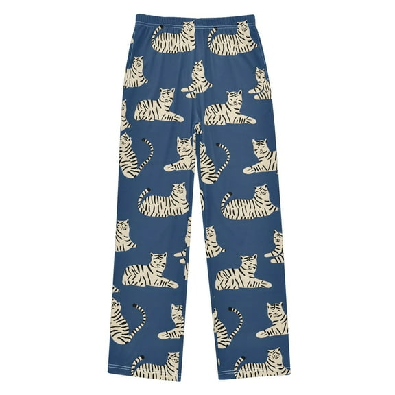 joogoo Tiger on Blue Pajama Pants Pj Bottoms Sleepwear Lounge L