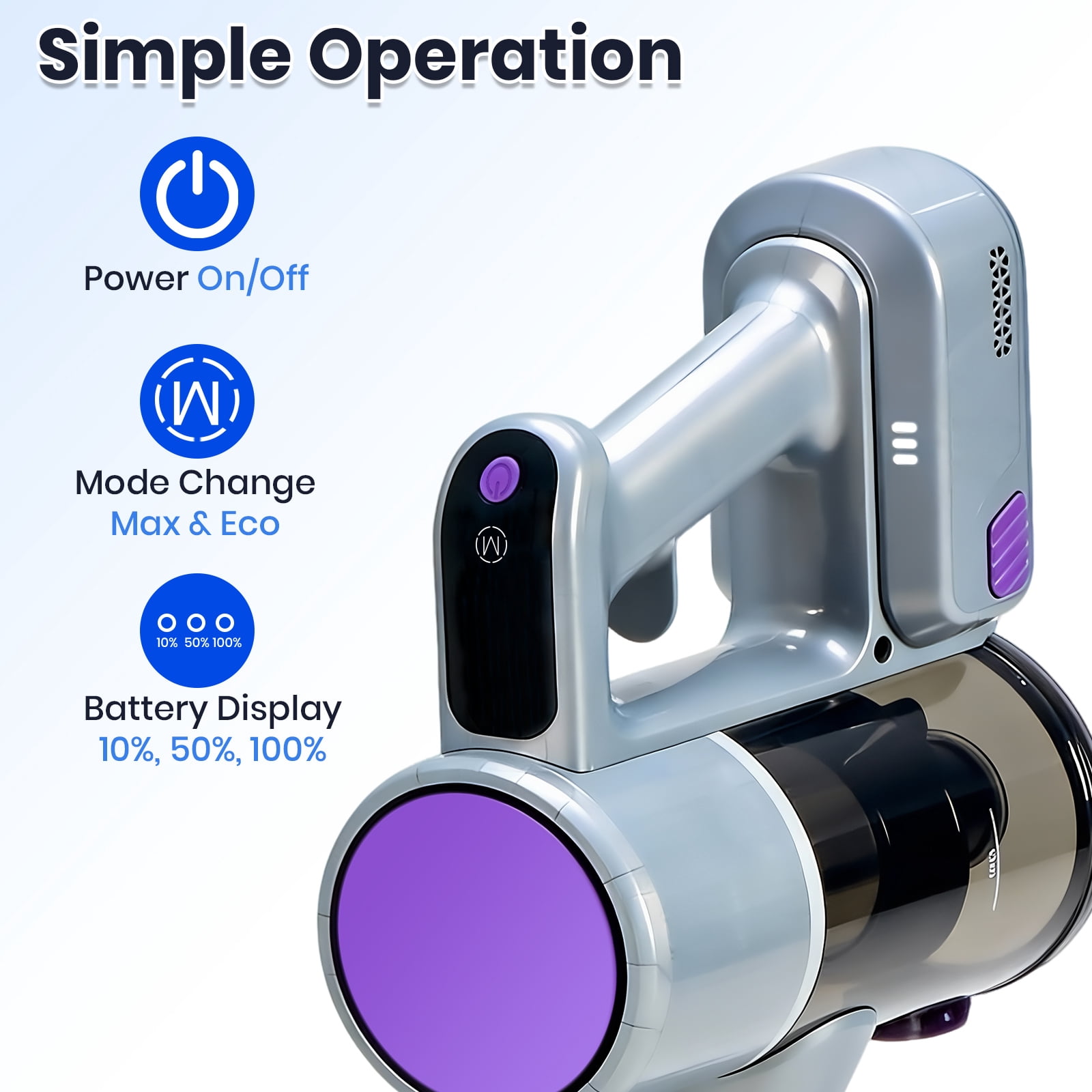 LIFERECORD Cordless Vacuum Cleaner, 180°Flexible Stick Vacuum for Pet Hair with Anti-Tangle Brush, 3 Suction Modes, LED Light for Hardwood Floors, Carpet, Furniture