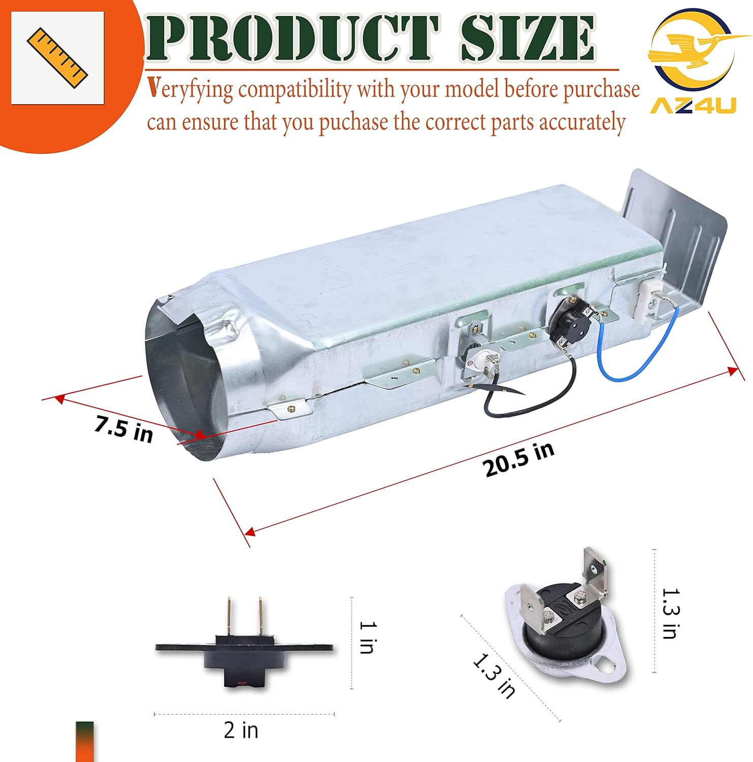 Dryer Heating Element Assembly Replaces For Samsung DV363EWBEUF/A1 DV42H5200EW/A3 DV448AEW/XAA DV361EWBEWR/A3 DV42H5200EF/A3 Dryer