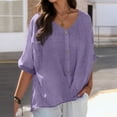 thumbnail image 2 of CAIXIA Women's Casual V Neck Summer Tee Stylish Solid Color Top For Easy Outfit Pairing With Jeans And Pants Dressy Blouses For Women,Purple, 2 of 5