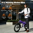 thumbnail image 4 of Electric Bike for Adults 750W, 20Mph Top Speed, 20" Fat Tire, 48V 10.4Ah Removable Battery Ebike with 35 Speed and Front Suspension (Purple) with Phone Bag, 4 of 4