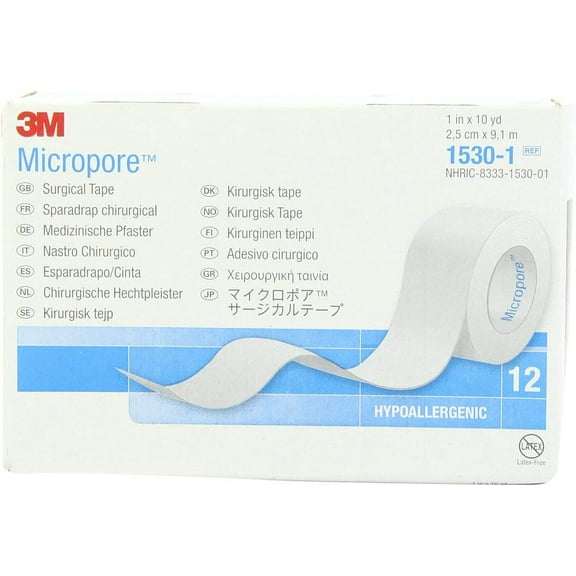 3M Micropore Skin Medical Tape Paper 1 Inch X 10 Yards 120 Ct | White First Aid Tape | Paper Tape Medical | Adhesive Surgical Tape for Wounds | Non Sterile Skin Tape | First Aid Tape Roll
