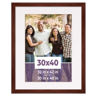 30x40 Frame Walnut With White Picture Mat For 30x40 Photo - Walnut