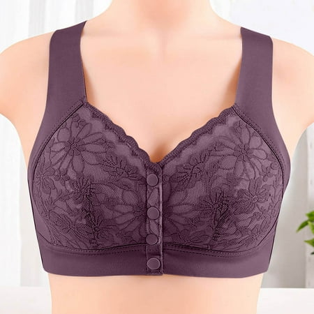 ALLLIST Womens Bras Plus Size No Underwire Front Closure Sleep Seamless Purple Embroidery T Shirt Women s Lingerie Size L-4XL