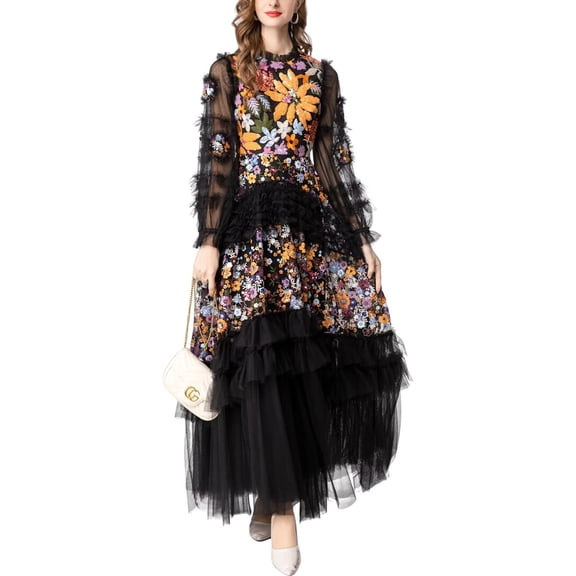 BURRYCO womens Black Maxi Dress, 6, Black