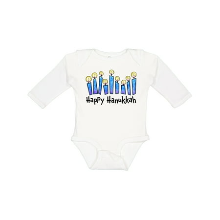 

Inktastic Happy Hanukkah with Lit Candles Gift Baby Boy or Baby Girl Long Sleeve Bodysuit