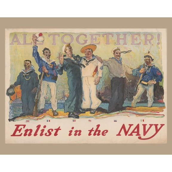 Print: All Together! Enlist In The Navy, 1917