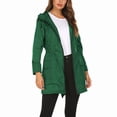 thumbnail image 3 of Women'S Waterproof Rain Jacket Mid Long Zip Front Outdoor Hooded Raincoat Grass Green XL, 3 of 8