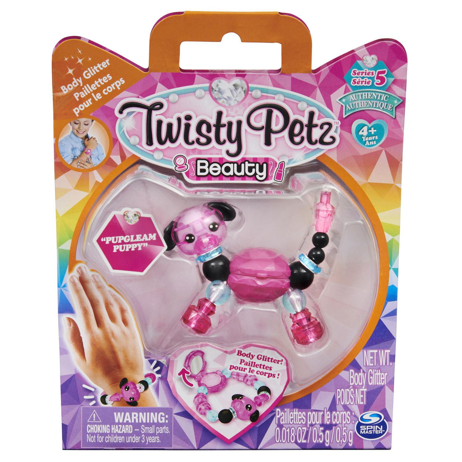 Twisty Petz Beauty, Series 5, Pupgleam Puppy Collectible Bracelet with Body Glitter, for Kids Aged 4 and up