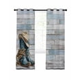 thumbnail image 7 of Western Cowboy Boots Blackout Curtains for Bedroom/Living Room, Vintage Country Blue Wooden Thermal Insulated Kitchen Drapes with Grommets, Light Blocking Window Treatment, 2 Panels 42" x 84", 7 of 7