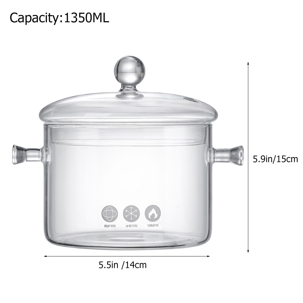 Glass Instant Noodle Bowl Kitchen Cookware Soup Pot Clear Cooking Utensils Simmering for Stovetop