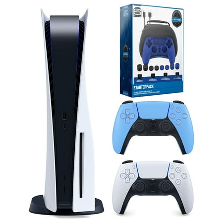 Sony Playstation 5 Disc Version (Sony PS5 Disc) with Extra Controller and Pro Gamer Starter Pack - Starlight Blue Bundle