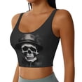 thumbnail image 5 of Sports Bra For Women, Black White Hat Skull Sports Bras For Women High Support, Workout Tank Tops Woman With Removable Cups, 5 of 8