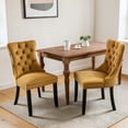thumbnail image 2 of Hassch Velvet Upholstered Chairs Set of 2, Modern Dining Chair with Wood Legs, Side Chair for Kitchen, Living Room, Gold & Black, 2 of 10