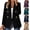 Black, variant on Notched Lapel Blazer Jacket Ladies Double Breasted Gold Button Loose Fit Long Sleeve Casual Office Suit Coat for Women