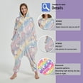 thumbnail image 5 of SWEETXIN Women's Snug Fit Rainbow Unicorn One-Piece Pajamas, Glow-in-the-Dark Tie Dye Hooded Onesies Costume SizeM, 5 of 7