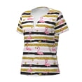thumbnail image 3 of Wukai Gold Glittering Hearts and Flamingos Casual V-Neck Graphic Tees for Women: Lightweight and Breathable Summer Tops with Stylish Design-Medium, 3 of 8