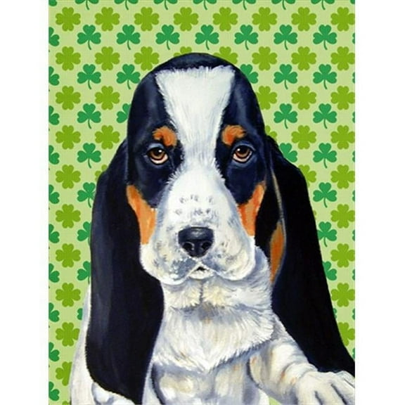 Basset Hound St. Patricks Day Shamrock Portrait Flag Garden Size