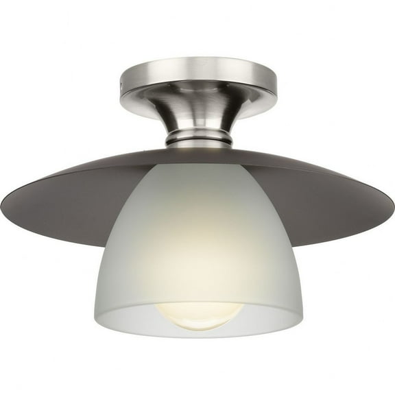 Progress Lighting Trimble 1-Light Semi-Flush Mount, Brushed Nickel, Etched Glass Shade