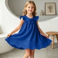 thumbnail image 6 of Ulanda Girls Sleeveless Bowknot Dress Scalloped Hem Casual Dresses 2026 Fashion Summer Twirl Dress for Toddler Kids (Blue, 6-9 Months), 6 of 7