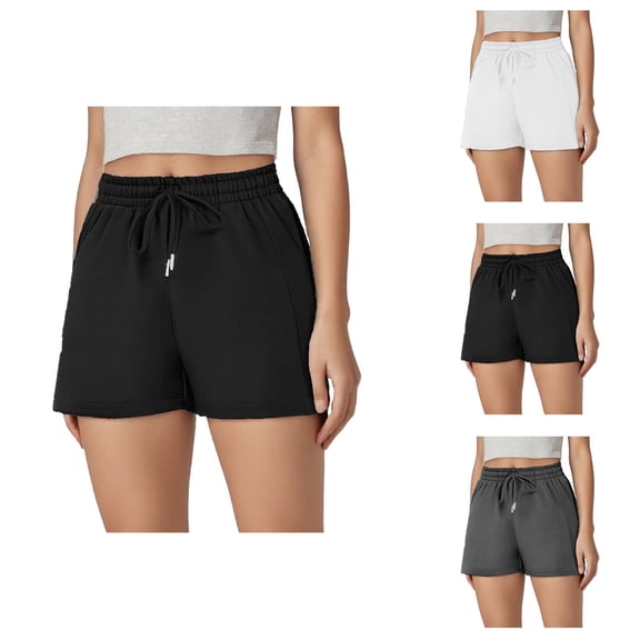Athletic Shorts for Women Summer Casual Elastic Waist Straight Leg Relaxed Fit Lightweight Running Shorts with Pockets