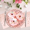 thumbnail image 5 of Pink and Rose Gold Paper Plates- 100 Pack- 50 x 7" Dessert Plates & 50 x 6.5" Napkins, Pink Paper Plate and Napkins Party Supplies for Baby Showers, Birthdays and All Occasions, 5 of 14